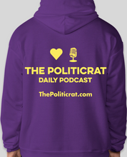 Load image into Gallery viewer, The Politicrat Daily Podcast Love in Retro EcoSmart 50/50 Purple Pullover Hoodie
