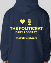 Load image into Gallery viewer, The Politicrat Daily Podcast Love in Retro EcoSmart 50/50 navy Pullover Hoodie