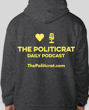Load image into Gallery viewer, The Politicrat Daily Podcast Love in Retro EcoSmart 50/50 charcoal Pullover Hoodie