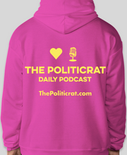 Load image into Gallery viewer, The Politicrat Daily Podcast Love in Retro EcoSmart 50/50 pink Pullover Hoodie