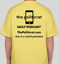 Load image into Gallery viewer, The Politicrat Daily Podcast Destination Series Watford yellow unisex t-shirt