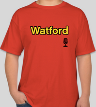 Load image into Gallery viewer, The Politicrat Daily Podcast Destination Series Watford red unisex t-shirt