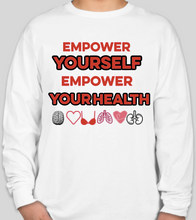 Load image into Gallery viewer, The Politicrat Daily Podcast Health And Self Empowerment white unisex long-sleeved t-shirt
