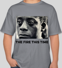 Load image into Gallery viewer, James Baldwin "The Fire THIS Time" graphite unisex t-shirt