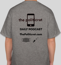 Load image into Gallery viewer, The Politicrat Daily Podcast Vaccinated AF Oxford gray unisex t-shirt