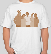 Load image into Gallery viewer, The Politicrat Daily Podcast Fam Series white unisex t-shirt
