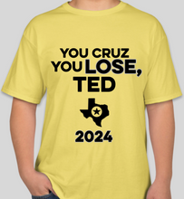 Load image into Gallery viewer, The Politicrat Daily Podcast Cruz Lose yellow unisex t-shirt
