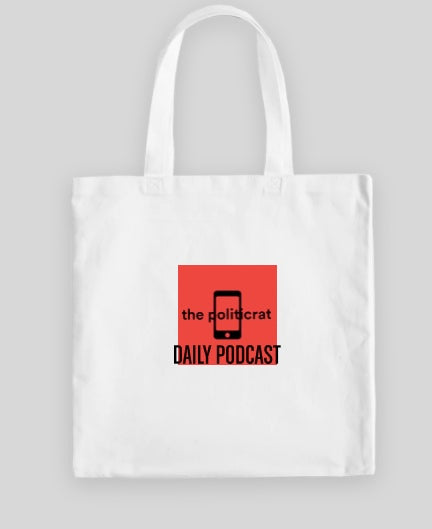 The Politicrat Daily Podcast Medium Midweight 100% Cotton Canvas Tote