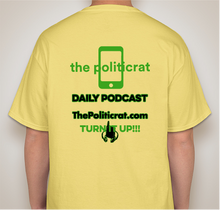 Load image into Gallery viewer, The Politicrat Daily Podcast Electric Soundwave Series yellow unisex t-shirt
