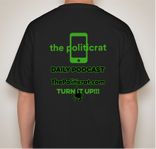 Load image into Gallery viewer, The Politicrat Daily Podcast Electric Soundwave Series black unisex t-shirt

