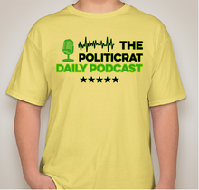 Load image into Gallery viewer, The Politicrat Daily Podcast Electric Soundwave Series yellow unisex t-shirt
