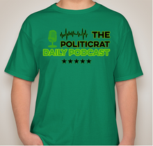 Load image into Gallery viewer, The Politicrat Daily Podcast Electric Soundwave Series kelly green unisex t-shirt
