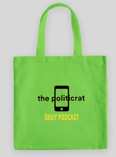 The Politicrat Daily Podcast lime green tote bag