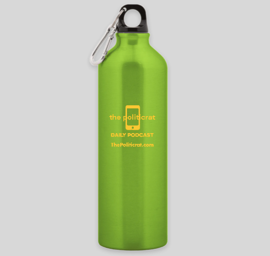 The Politicrat Daily Podcast Aluminum Water Bottle in Lime Green