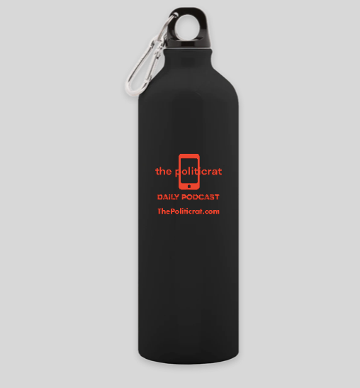 The Politicrat Daily Podcast Aluminum Water Bottle in Black