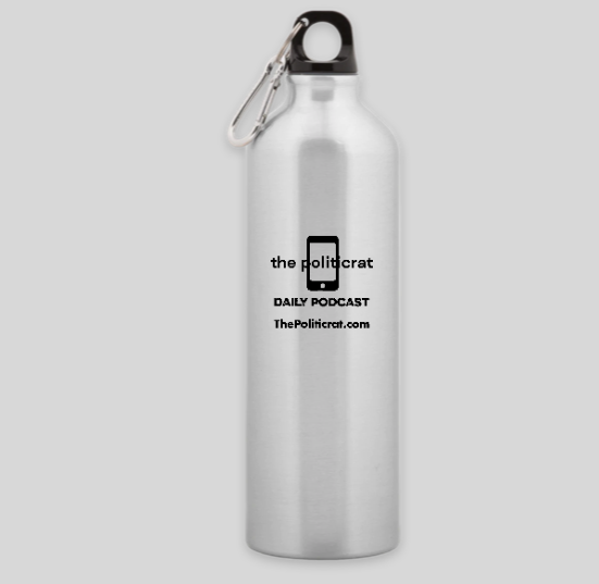 The Politicrat Daily Podcast Aluminum Water Bottle in Silver