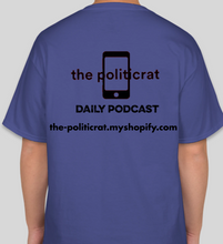 Load image into Gallery viewer, The Politicrat Daily Podcast Afro Black Woman unisex t-shirt in royal blue
