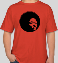 Load image into Gallery viewer, The Politicrat Daily Podcast Afro Black Woman unisex t-shirt in red
