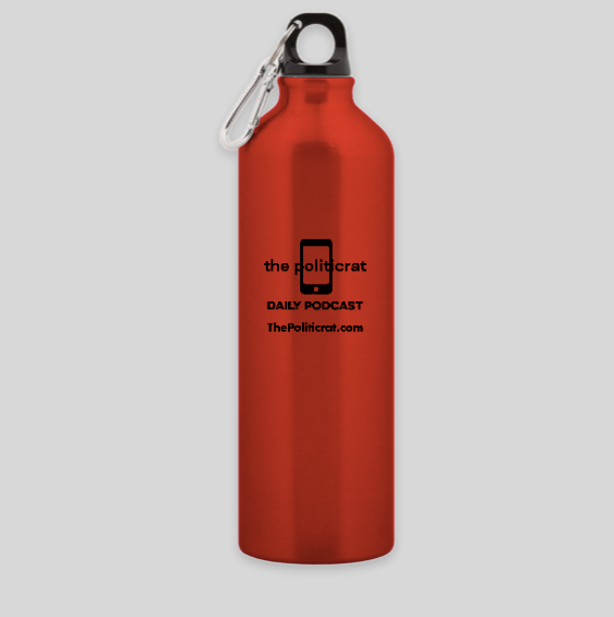 The Politicrat Daily Podcast Aluminum Water Bottle in Red