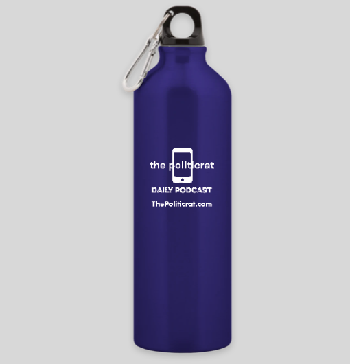 The Politicrat Daily Podcast Aluminum Water Bottle in Deep Blue