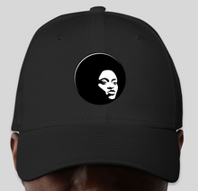 Load image into Gallery viewer, The Politicrat Daily Podcast Afro Black Woman Black New Era 9FORTY Adjustable Hat
