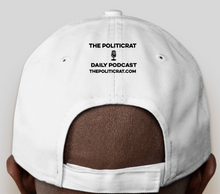 Load image into Gallery viewer, The Politicrat Daily Podcast Black Fist White New Era 9FORTY Adjustable Hat
