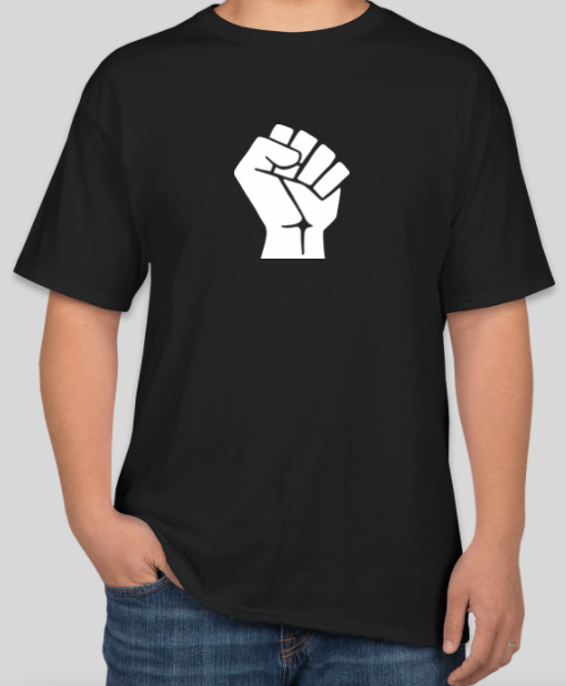 The Politicrat Daily Podcast White fist unisex t-shirt in black