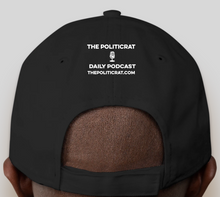 Load image into Gallery viewer, The Politicrat Daily Podcast White Fist Black New Era 9FORTY Adjustable Hat
