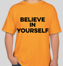 Load image into Gallery viewer, The Politicrat Daily Podcast Believe In Yourself gold unisex t-shirt
