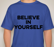 Load image into Gallery viewer, The Politicrat Daily Podcast Believe In Yourself blue bell unisex t-shirt
