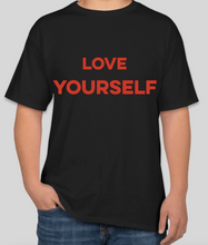 Load image into Gallery viewer, The Politicrat Daily Podcast Love Yourself black t-shirt

