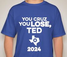 Load image into Gallery viewer, The Politicrat Daily Podcast Cruz Lose royal blue unisex t-shirt
