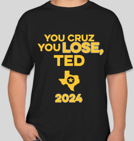 The Politicrat Daily Podcast Cruz Lose black/gold unisex t-shirt