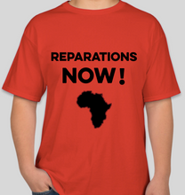Load image into Gallery viewer, The Politicrat Daily Podcast Reparations Now! red unisex t-shirt
