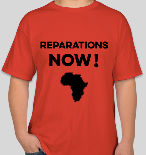 The Politicrat Daily Podcast Reparations Now! red unisex t-shirt