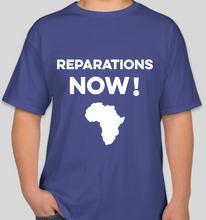 Load image into Gallery viewer, The Politicrat Daily Podcast Reparations Now! navy unisex t-shirt
