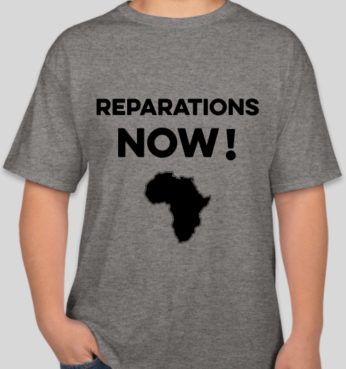 The Politicrat Daily Podcast Reparations Now! grey unisex t-shirt