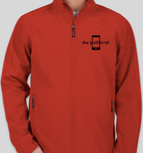 Load image into Gallery viewer, The Politicrat Daily Podcast Embroidered Logo Core 365 Fleece Lined Soft Shell Red Jacket
