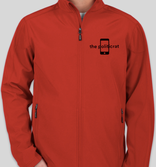 The Politicrat Daily Podcast Embroidered Logo Core 365 Fleece Lined Soft Shell Red Jacket