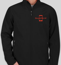 Load image into Gallery viewer, The Politicrat Daily Podcast Embroidered Logo Core 365 Fleece Lined Soft Shell Black Jacket
