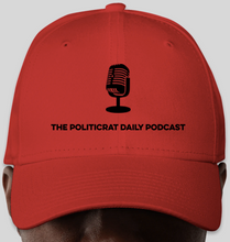 Load image into Gallery viewer, The Politicrat Daily Podcast red/black New Era 9FORTY Adjustable Hat
