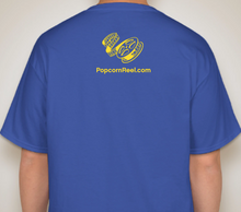 Load image into Gallery viewer, The Popcorn Reel Film Series blue t-shirt
