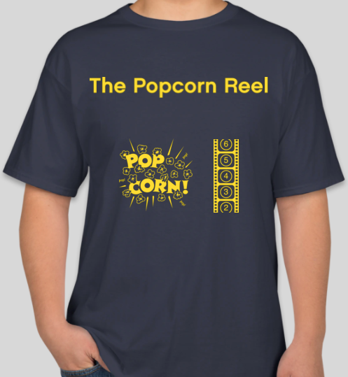 The Popcorn Reel Film Series navy t-shirt