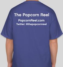 Load image into Gallery viewer, The Popcorn Reel Film Series clapperboard/film slate deep royal blue t-shirt
