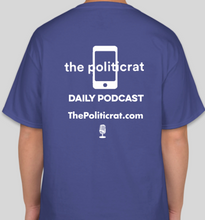 Load image into Gallery viewer, The Politicrat Daily Podcast &quot;Soothing Sounds And Sensations&quot; deep royal blue unisex t-shirt
