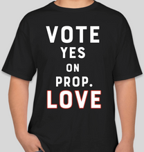 Load image into Gallery viewer, The Politicrat Daily Podcast Vote Love black unisex t-shirt
