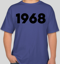 Load image into Gallery viewer, The Politicrat Daily Podcast 1968 deep royal blue unisex t-shirt
