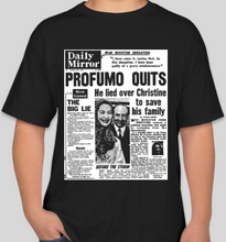 Load image into Gallery viewer, The Politicrat Daily Podcast Daily Mirror John Profumo Quits 1963 unisex t-shirt
