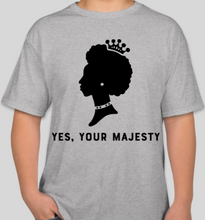 Load image into Gallery viewer, The Politicrat Daily Podcast Yes, Your Majesty ash unisex t-shirt
