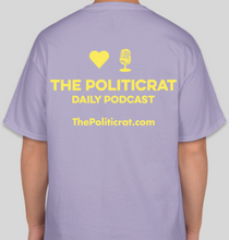 Load image into Gallery viewer, The Politicrat Daily Podcast Love In Retro lavender/lemon unisex t-shirt
